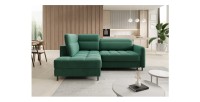 Canapé d’angle gauche convertible BARNEA 208 cm vert foncé avec rangement 