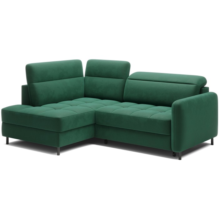 Canapé d’angle gauche convertible BARNEA 208 cm vert foncé avec rangement 
