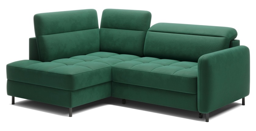 Canapé d’angle gauche convertible BARNEA 208 cm vert foncé avec rangement 