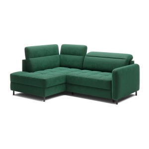 Canapé d’angle gauche convertible BARNEA 208 cm vert foncé avec rangement 