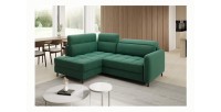 Canapé d’angle gauche convertible BARNEA 208 cm vert foncé avec rangement 