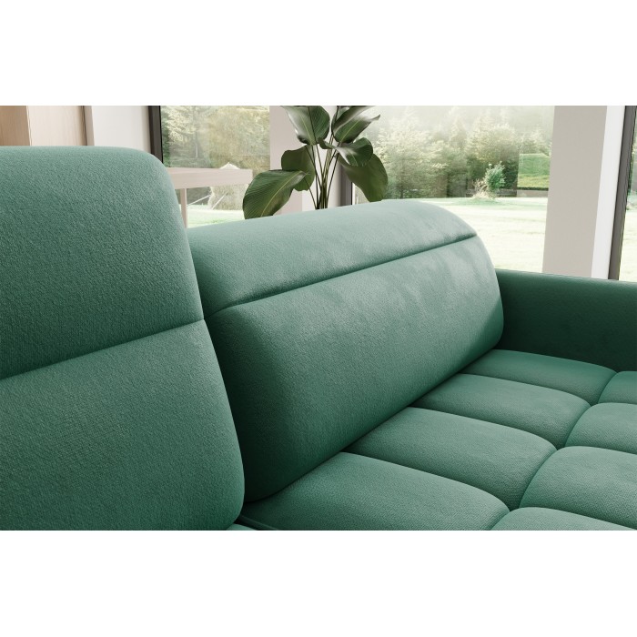 Canapé d’angle gauche convertible BARNEA 208 cm vert foncé avec rangement 
