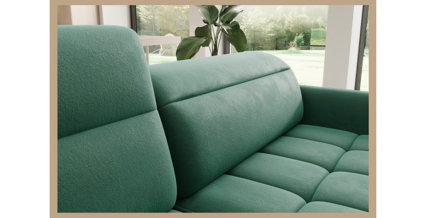 Canapé d’angle gauche convertible BARNEA 208 cm vert foncé avec rangement 