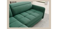 Canapé d’angle gauche convertible BARNEA 208 cm vert foncé avec rangement 