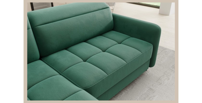 Canapé d’angle gauche convertible BARNEA 208 cm vert foncé avec rangement 