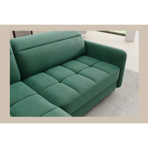Canapé d’angle gauche convertible BARNEA 208 cm vert foncé avec rangement 