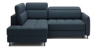 Canapé d’angle gauche convertible BARNEA 208 cm bleu foncé avec rangement 