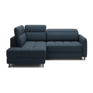Canapé d’angle gauche convertible BARNEA 208 cm bleu foncé avec rangement 