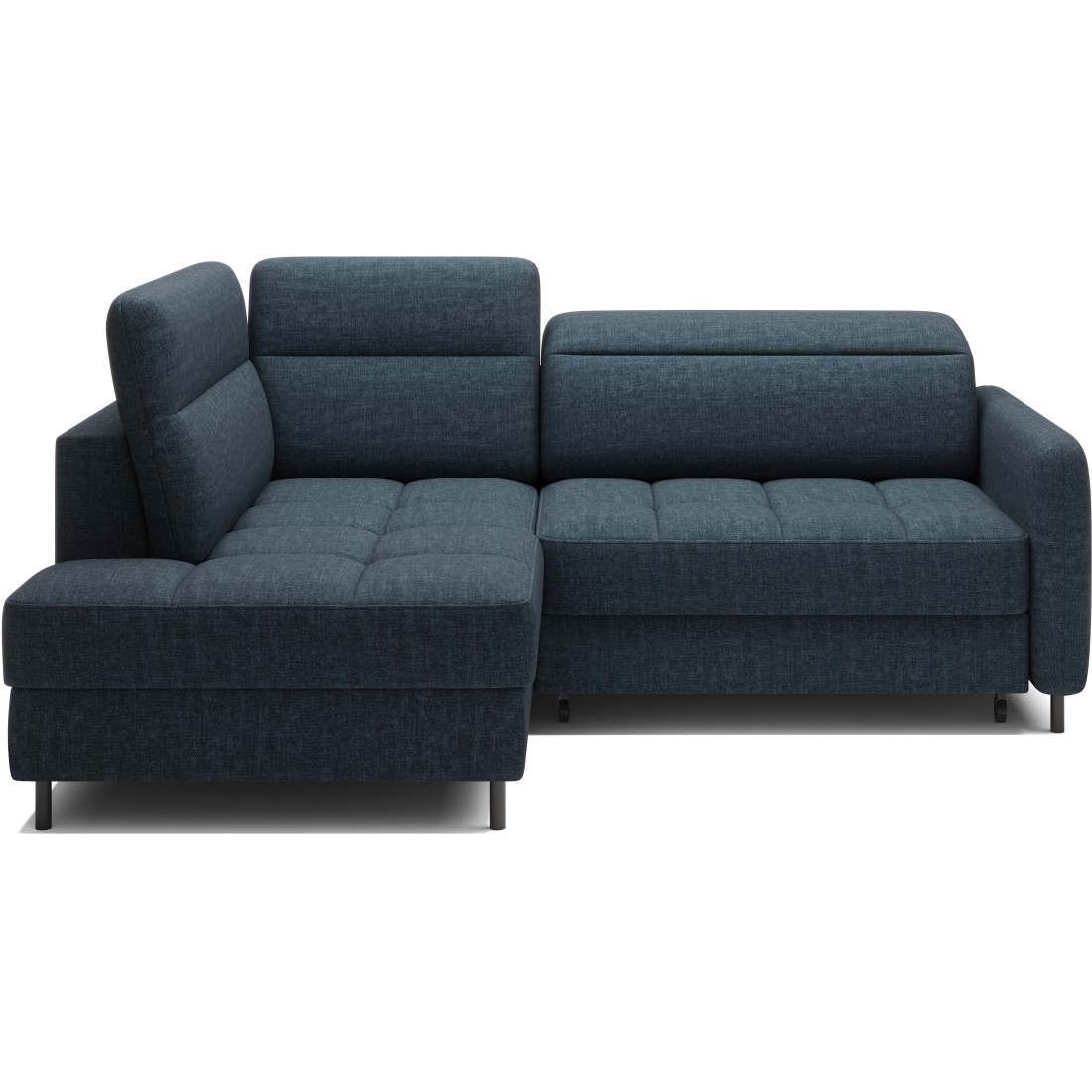 Canapé d’angle gauche convertible BARNEA 208 cm bleu foncé avec rangement 