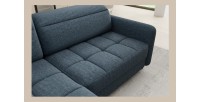 Canapé d’angle gauche convertible BARNEA 208 cm bleu foncé avec rangement 