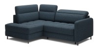 Canapé d’angle gauche convertible BARNEA 208 cm bleu foncé avec rangement 