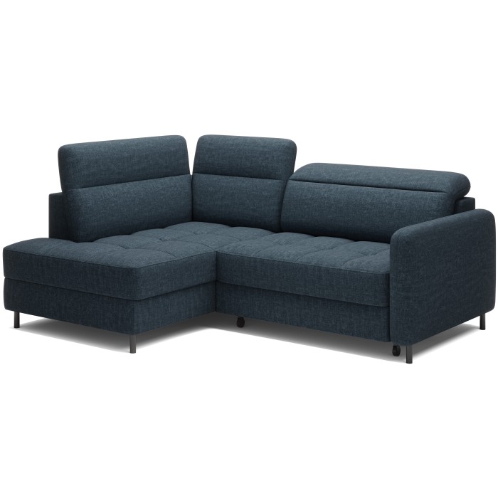Canapé d’angle gauche convertible BARNEA 208 cm bleu foncé avec rangement 