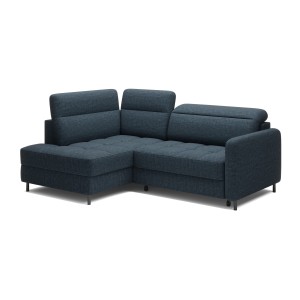 Canapé d’angle gauche convertible BARNEA 208 cm bleu foncé avec rangement 