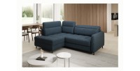 Canapé d’angle gauche convertible BARNEA 208 cm bleu foncé avec rangement 