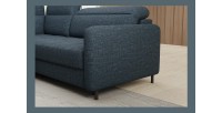 Canapé d’angle gauche convertible BARNEA 208 cm bleu foncé avec rangement 