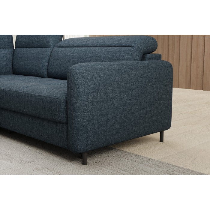 Canapé d’angle gauche convertible BARNEA 208 cm bleu foncé avec rangement 
