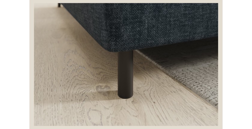 Canapé d’angle gauche convertible BARNEA 208 cm bleu foncé avec rangement 
