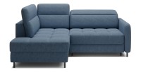 Canapé d’angle gauche convertible BARNEA 208 cm bleu marine chiné avec rangement 