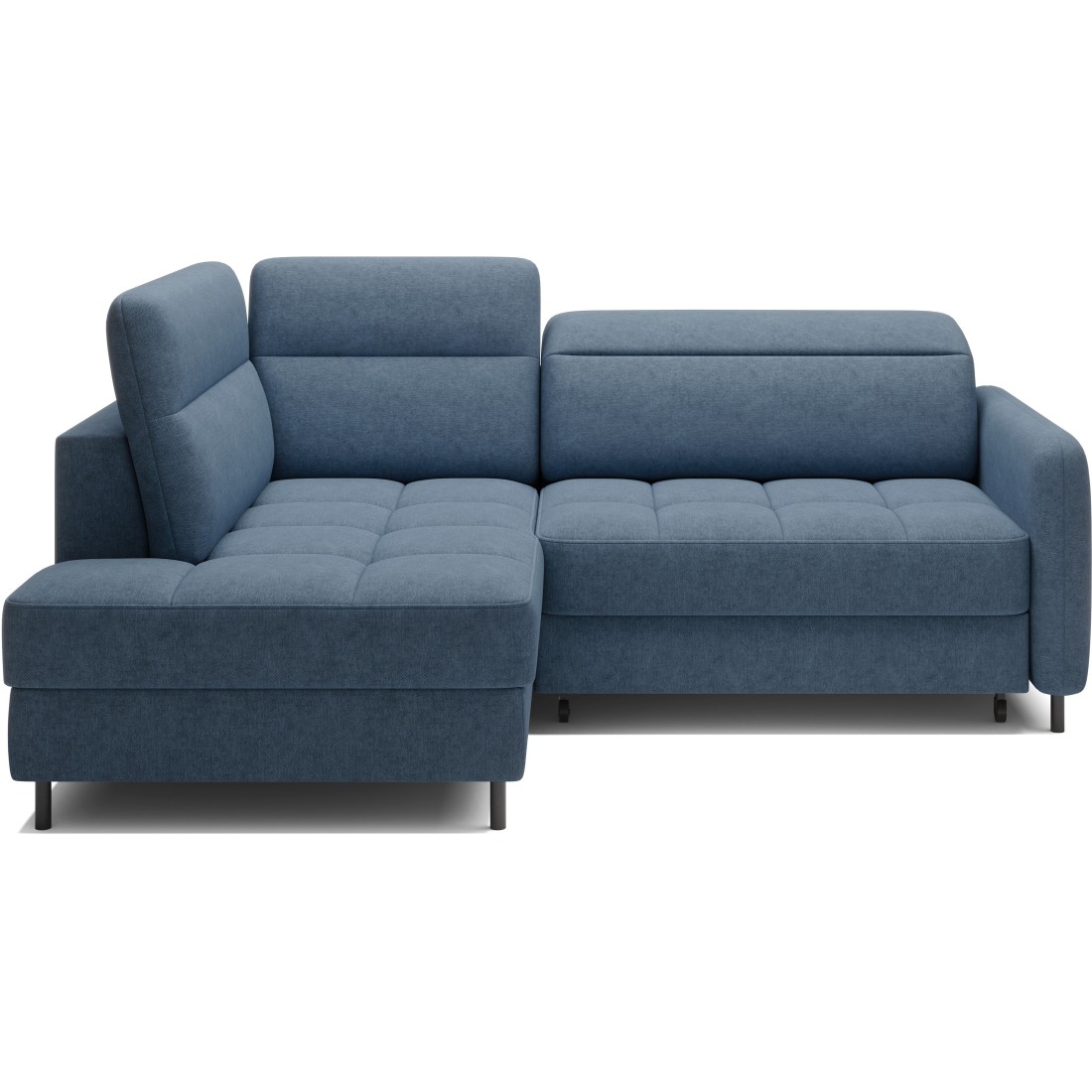 Canapé d’angle gauche convertible BARNEA 208 cm bleu marine chiné avec rangement 