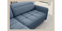 Canapé d’angle gauche convertible BARNEA 208 cm bleu marine chiné avec rangement 