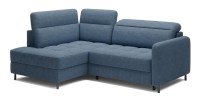 Canapé d’angle gauche convertible BARNEA 208 cm bleu marine chiné avec rangement 