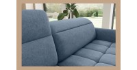 Canapé d’angle gauche convertible BARNEA 208 cm bleu marine chiné avec rangement 