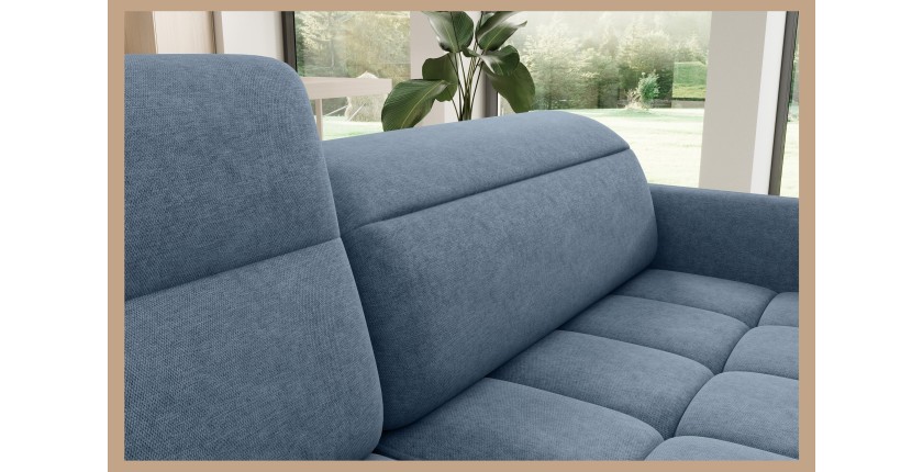 Canapé d’angle gauche convertible BARNEA 208 cm bleu marine chiné avec rangement 