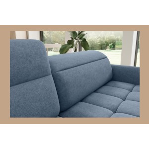 Canapé d’angle gauche convertible BARNEA 208 cm bleu marine chiné avec rangement 