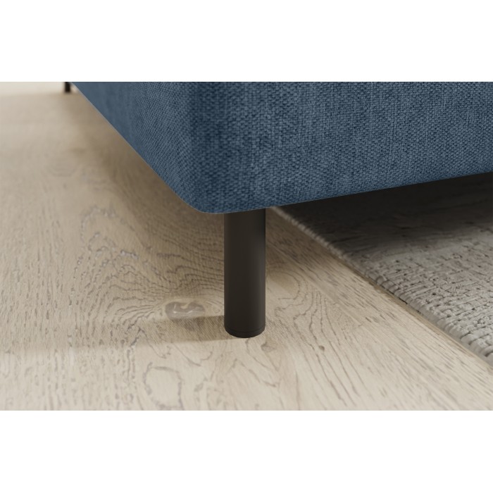 Canapé d’angle gauche convertible BARNEA 208 cm bleu marine chiné avec rangement 