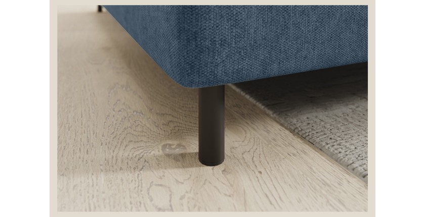 Canapé d’angle gauche convertible BARNEA 208 cm bleu marine chiné avec rangement 