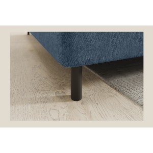 Canapé d’angle gauche convertible BARNEA 208 cm bleu marine chiné avec rangement 