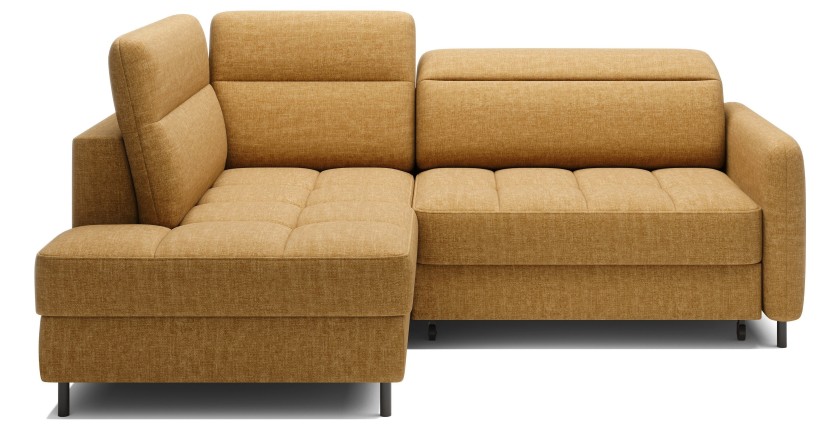 Canapé d’angle gauche convertible BARNEA 208 cm camel avec rangement 