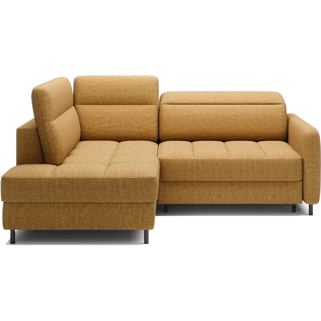 Canapé d’angle gauche convertible BARNEA 208 cm camel avec rangement 