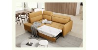 Canapé d’angle gauche convertible BARNEA 208 cm camel avec rangement 