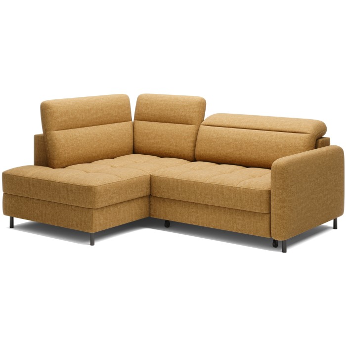 Canapé d’angle gauche convertible BARNEA 208 cm camel avec rangement 