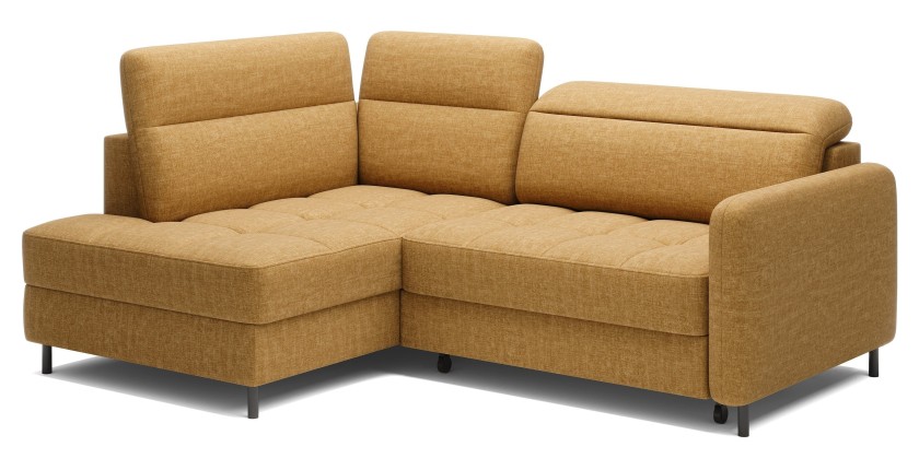 Canapé d’angle gauche convertible BARNEA 208 cm camel avec rangement 