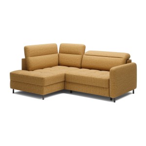 Canapé d’angle gauche convertible BARNEA 208 cm camel avec rangement 