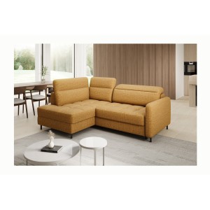 Canapé d’angle gauche convertible BARNEA 208 cm camel avec rangement 