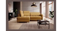 Canapé d’angle gauche convertible BARNEA 208 cm camel avec rangement 
