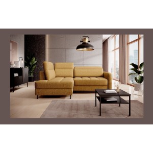 Canapé d’angle gauche convertible BARNEA 208 cm camel avec rangement 