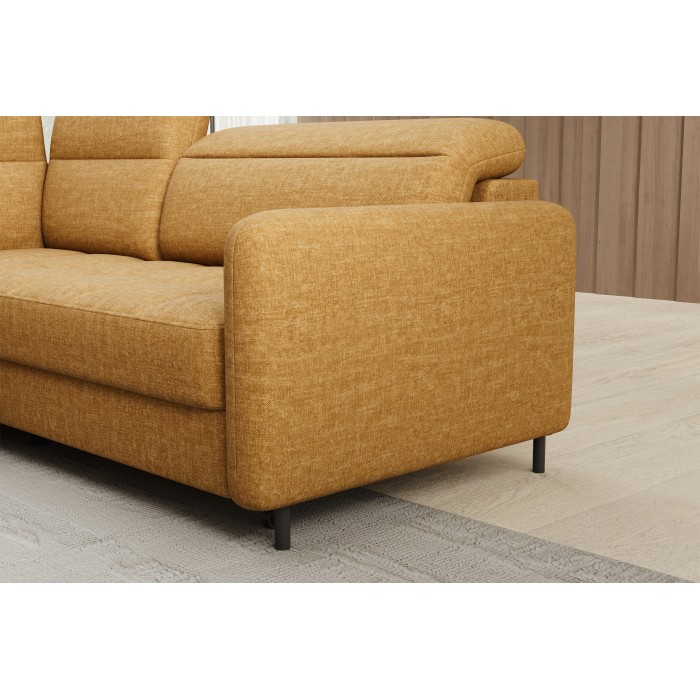 Canapé d’angle gauche convertible BARNEA 208 cm camel avec rangement 