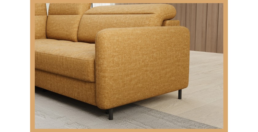 Canapé d’angle gauche convertible BARNEA 208 cm camel avec rangement 