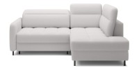Canapé d’angle droit convertible BARNEA 208 cm blanc chenille avec rangement 