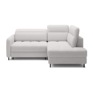 Canapé d’angle droit convertible BARNEA 208 cm blanc chenille avec rangement 