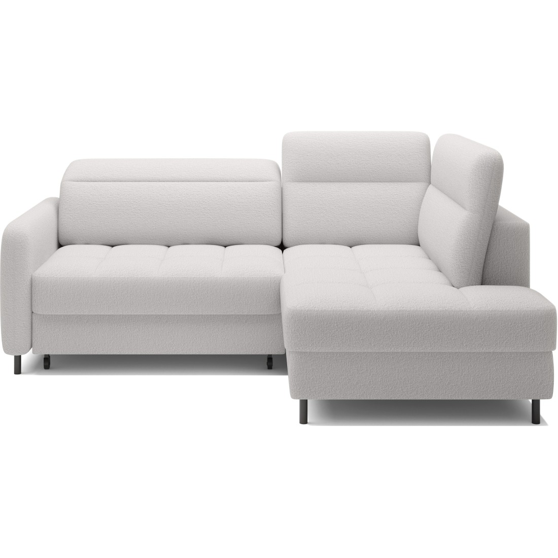 Canapé d’angle droit convertible BARNEA 208 cm blanc chenille avec rangement 