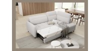 Canapé d’angle droit convertible BARNEA 208 cm blanc chenille avec rangement 