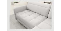 Canapé d’angle droit convertible BARNEA 208 cm blanc chenille avec rangement 