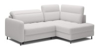 Canapé d’angle droit convertible BARNEA 208 cm blanc chenille avec rangement 