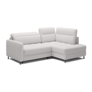 Canapé d’angle droit convertible BARNEA 208 cm blanc chenille avec rangement 