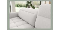 Canapé d’angle droit convertible BARNEA 208 cm blanc chenille avec rangement 